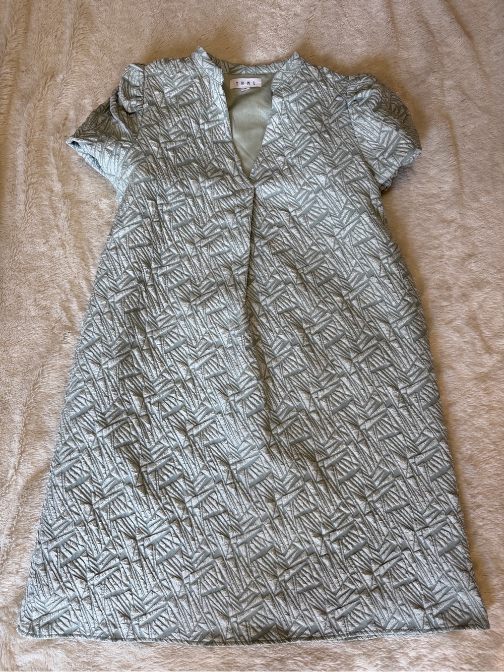 THML Mint Textured A-Line Dress